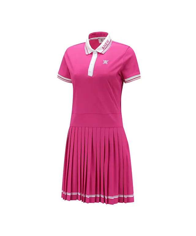 ANEW Golf: Women's Vibrant Hot Pink Pleated Pique Dress