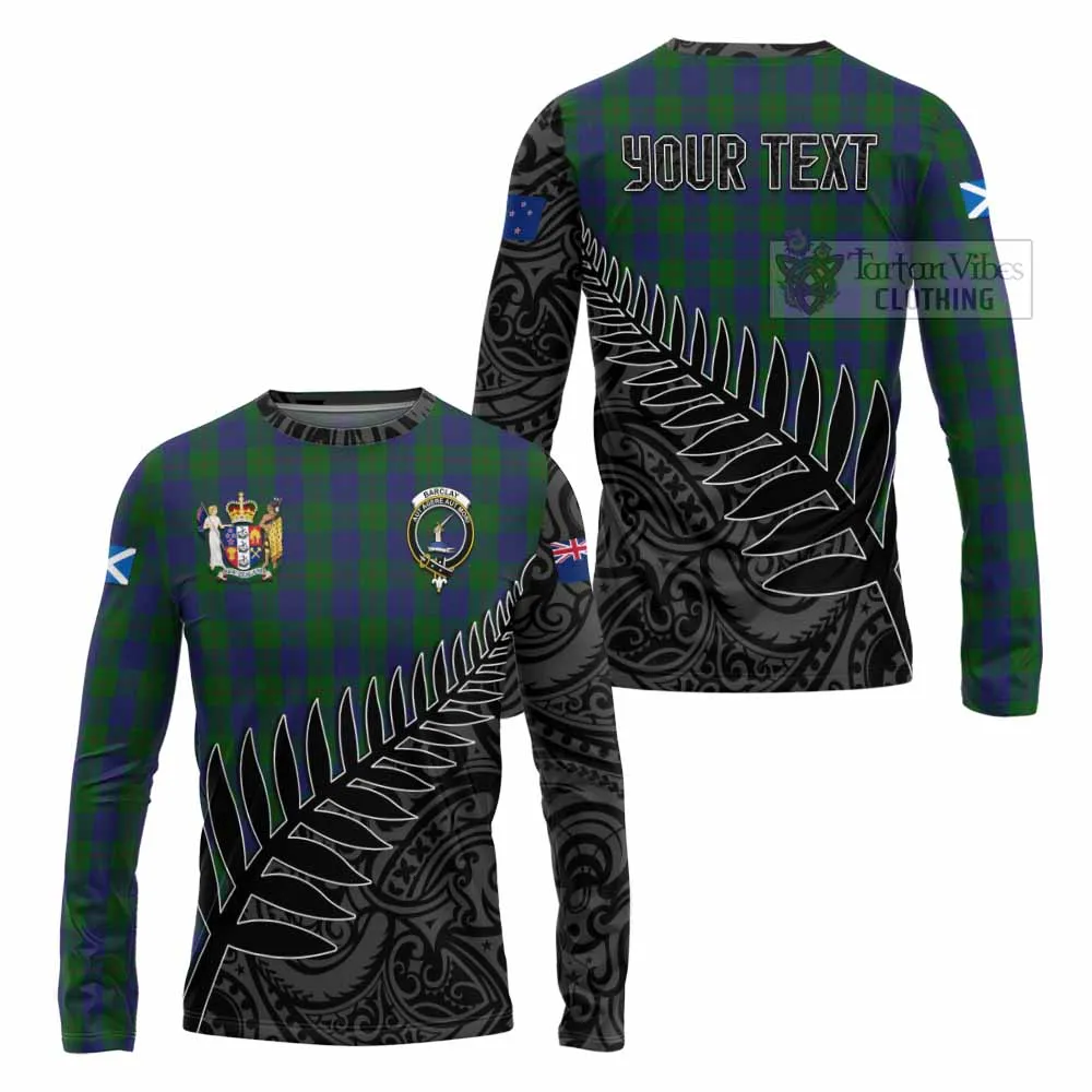 Barclay Crest Tartan Long Sleeve T-Shirt with New Zealand Silver Fern Half Style