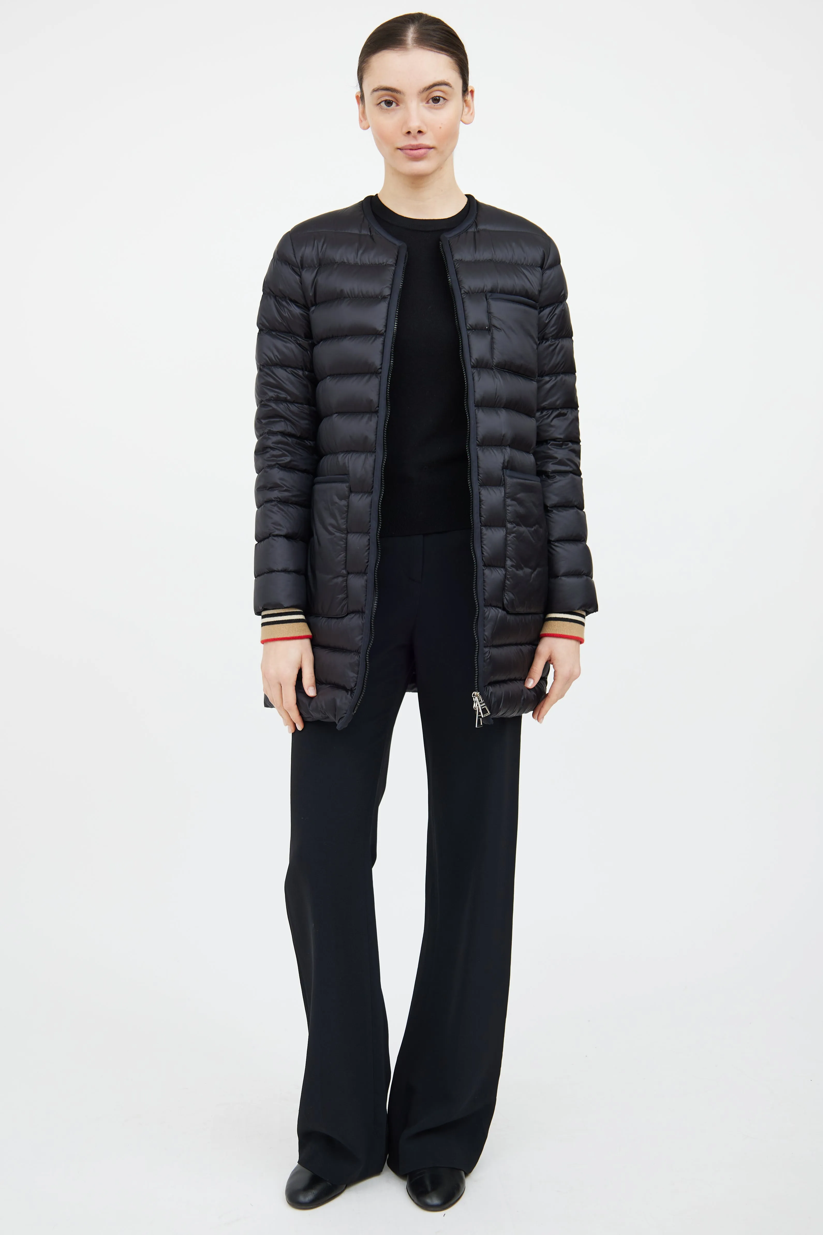 Black & Multi Down Coat