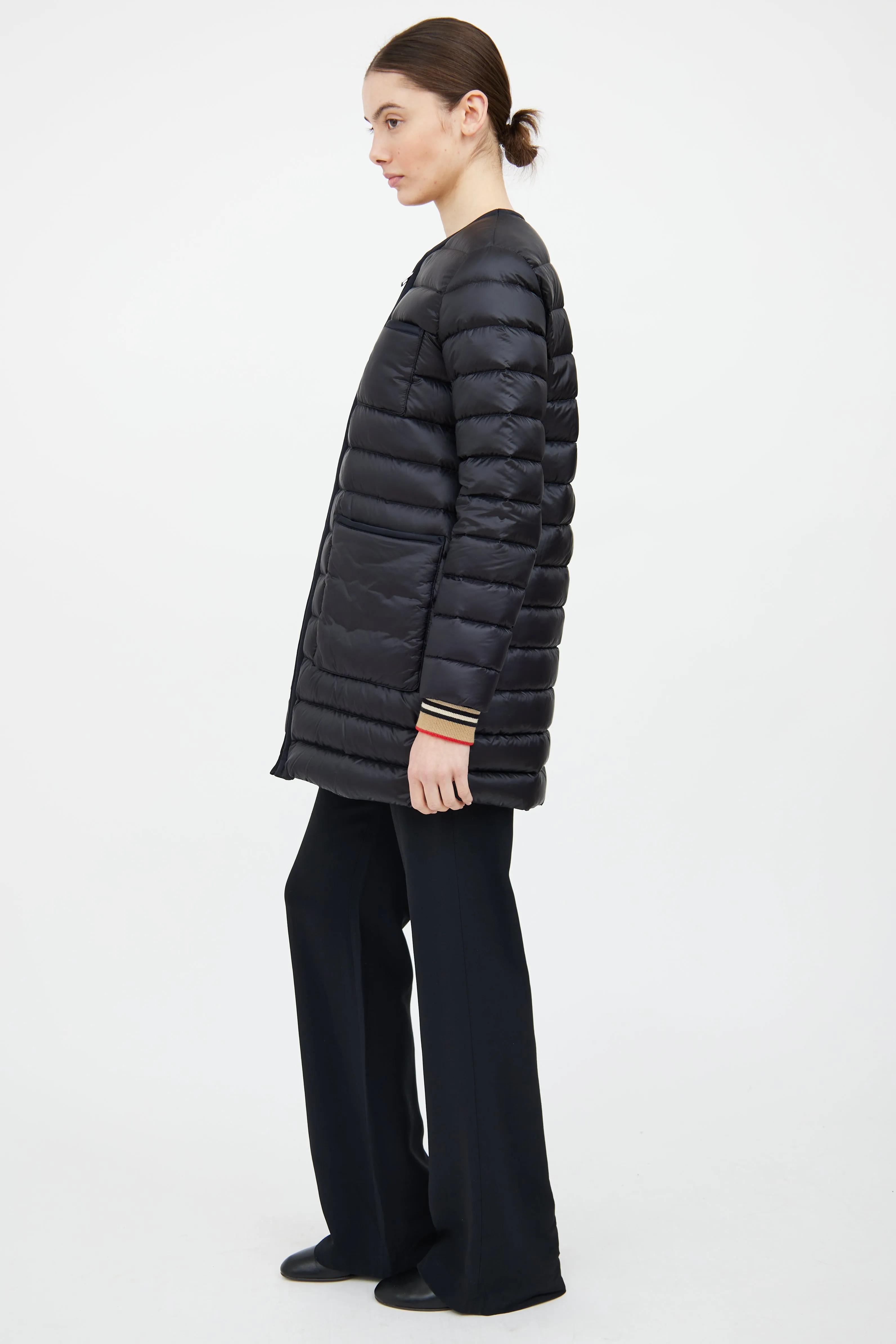 Black & Multi Down Coat