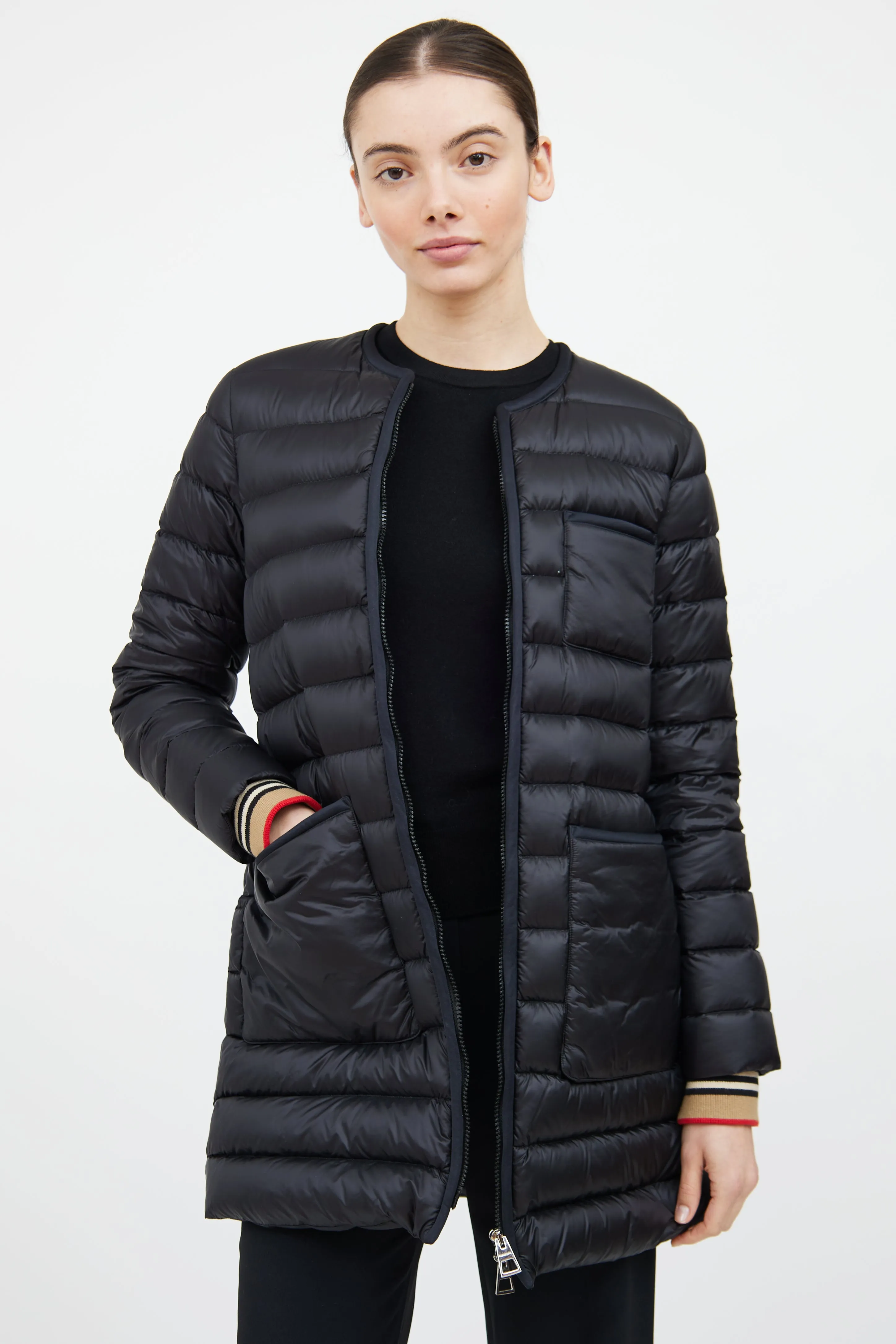 Black & Multi Down Coat