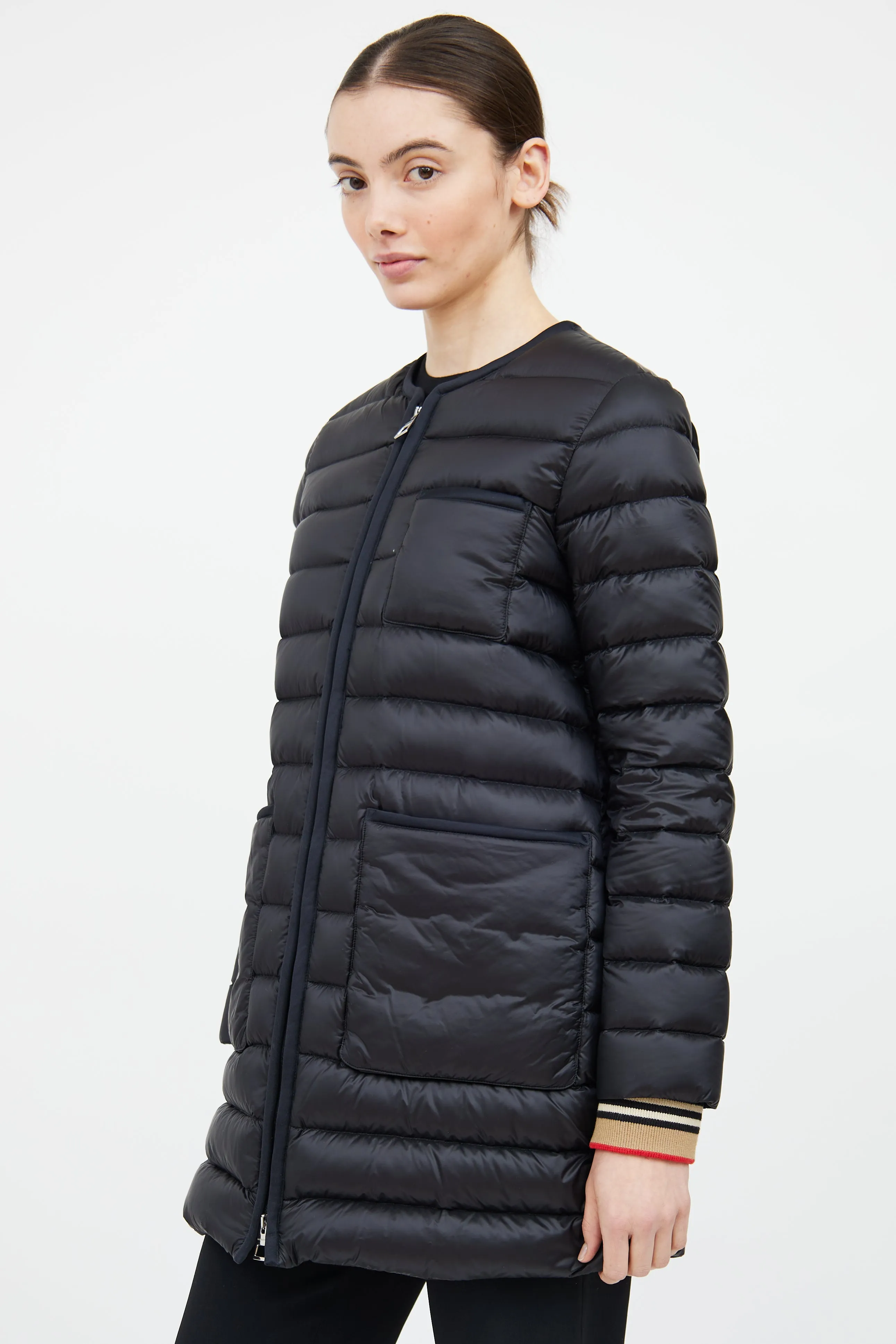 Black & Multi Down Coat