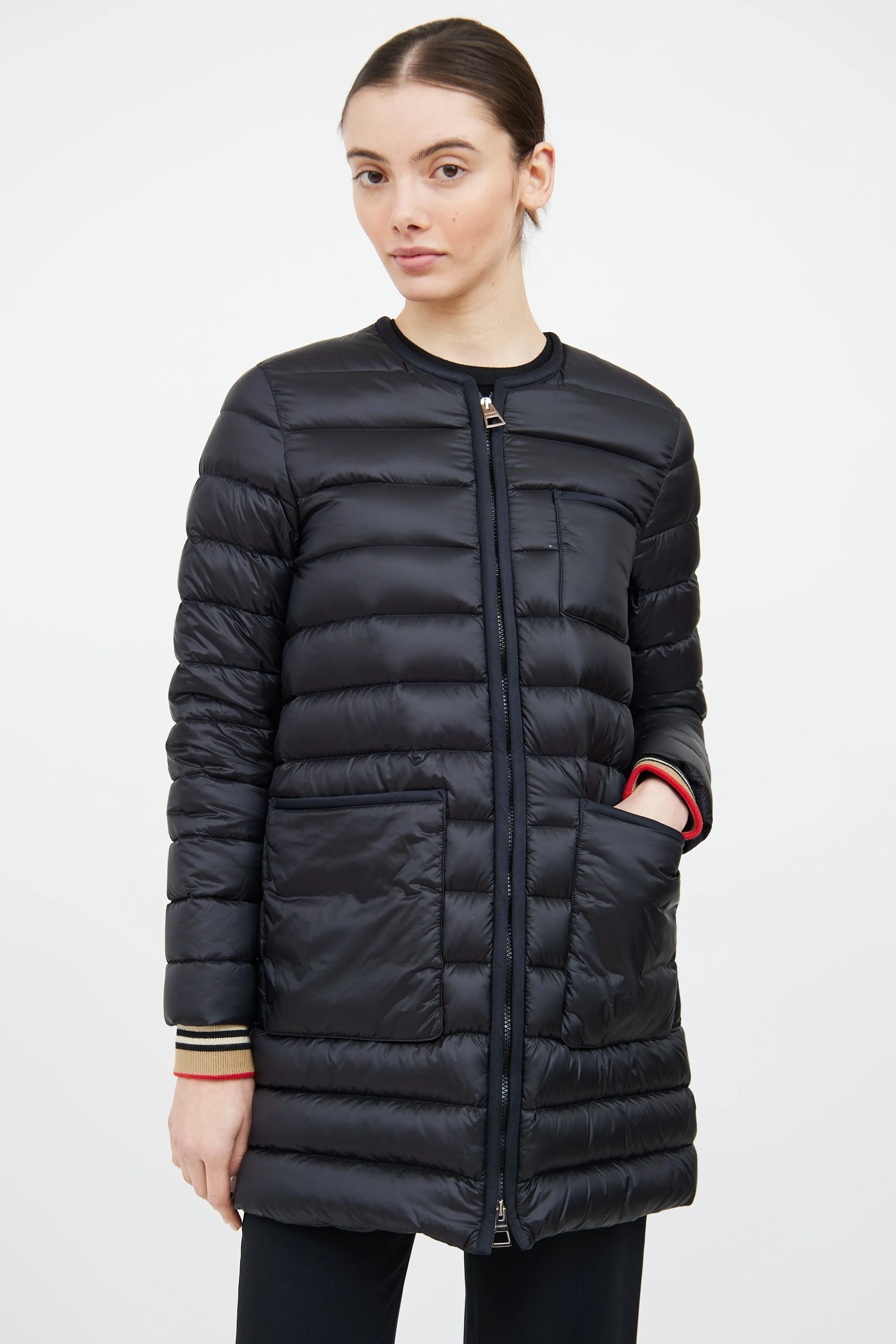 Black & Multi Down Coat