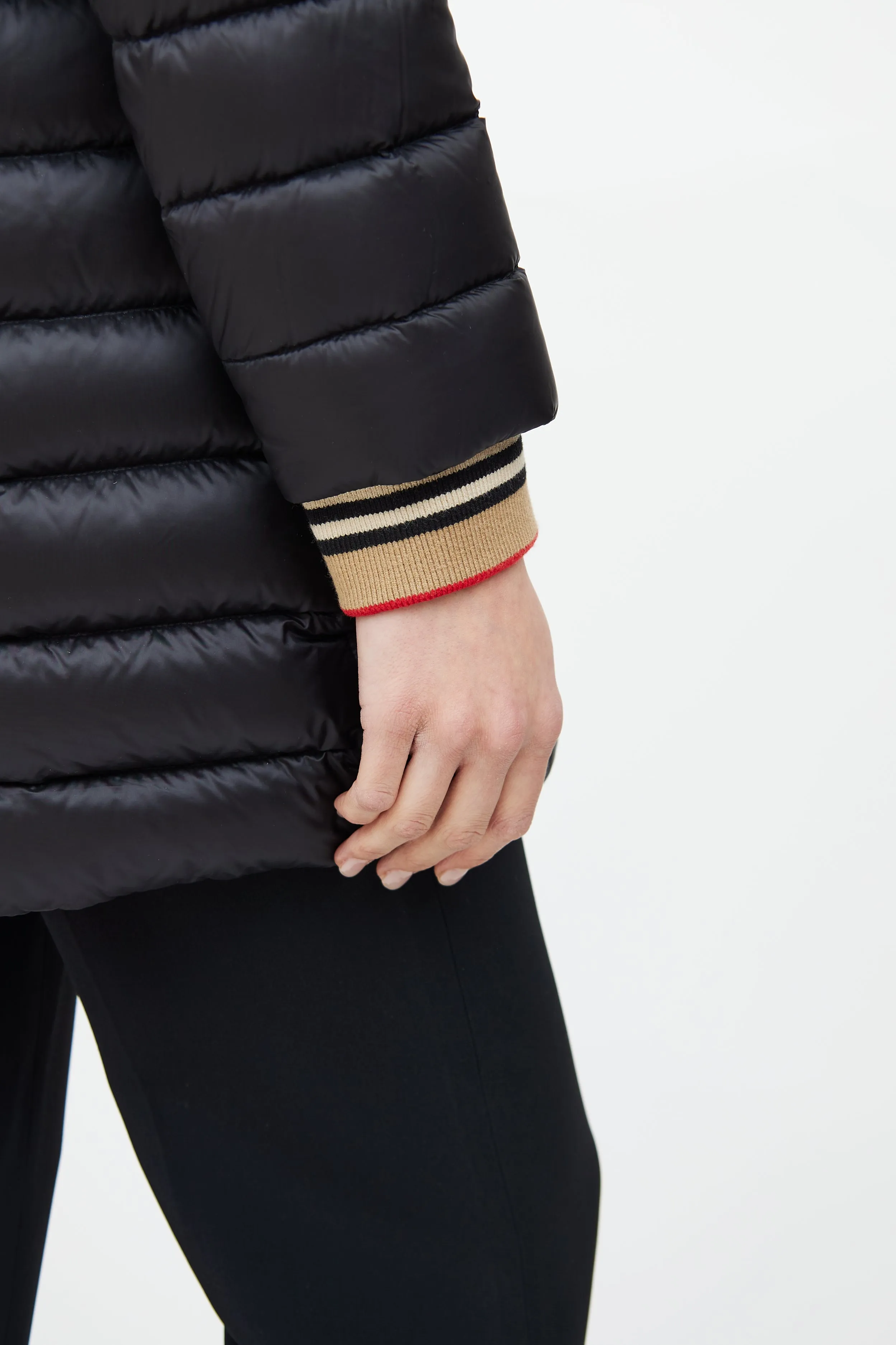Black & Multi Down Coat