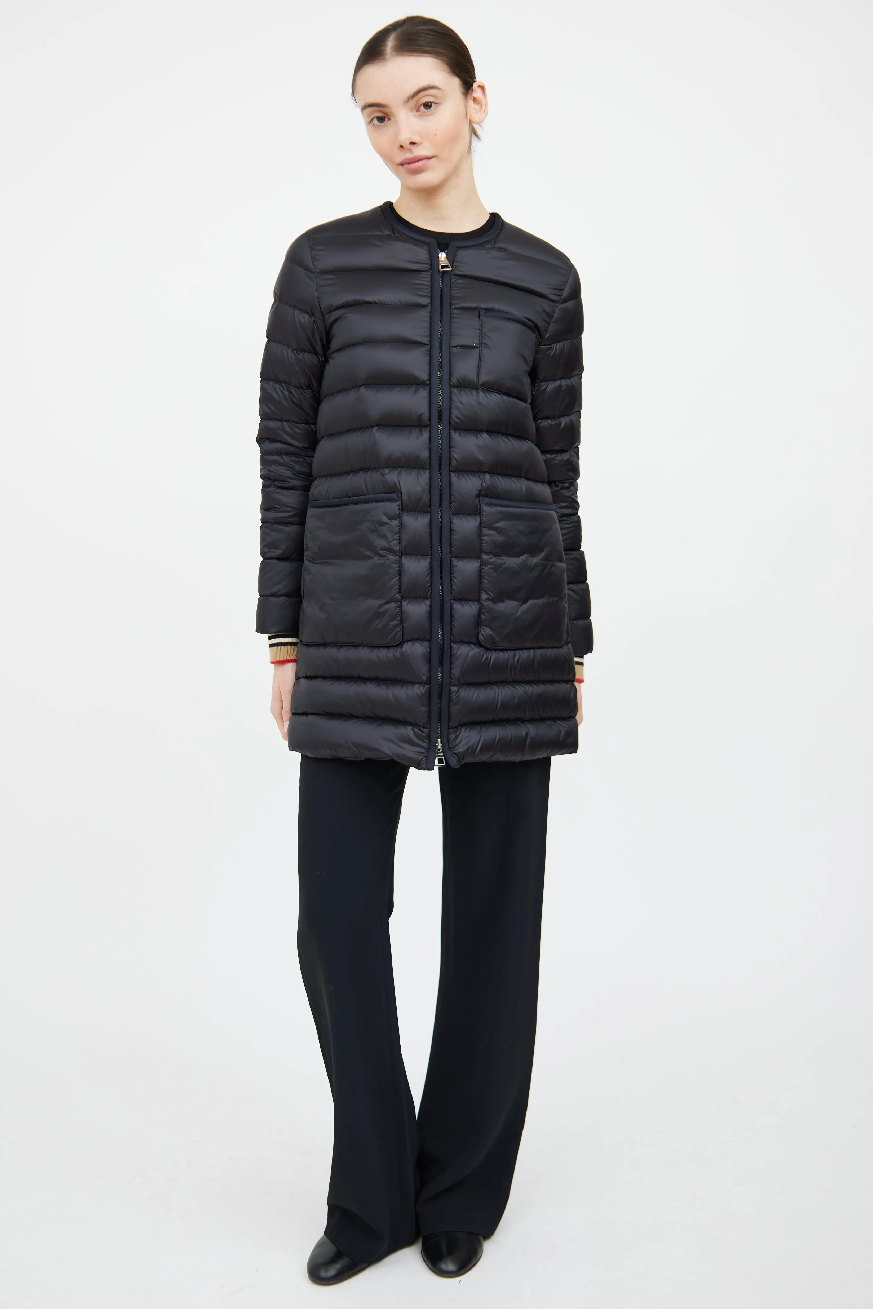 Black & Multi Down Coat