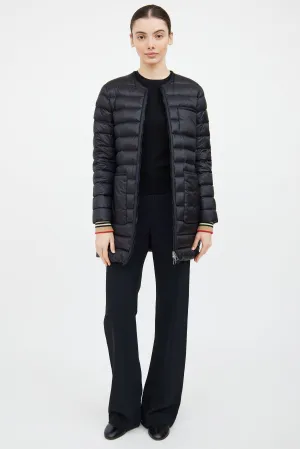 Black & Multi Down Coat