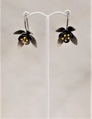 Black Rhodium 2 Tone Flower Earrings