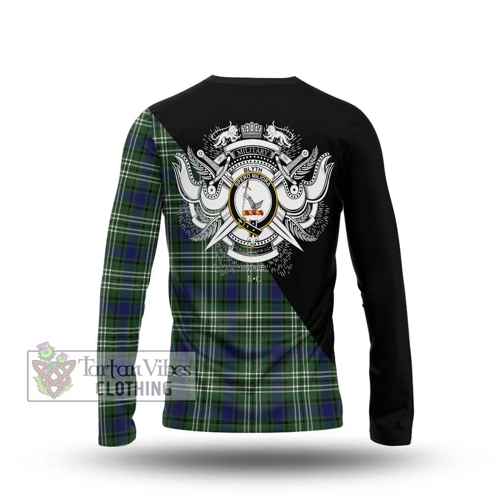 Blyth Tartan Long Sleeve T-Shirt with Family Crest and Military Logo Style