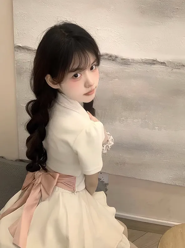Bowknot polo collar top   tutu skirt PL53363