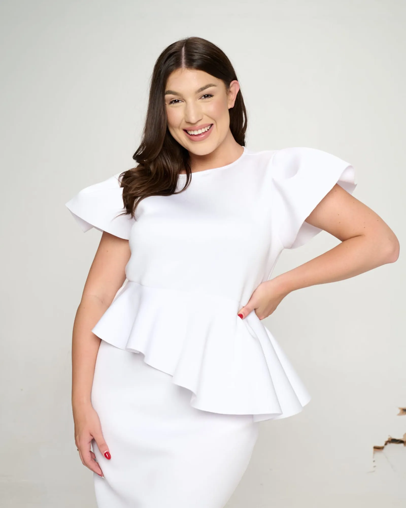 Calista Peplum Dress | White