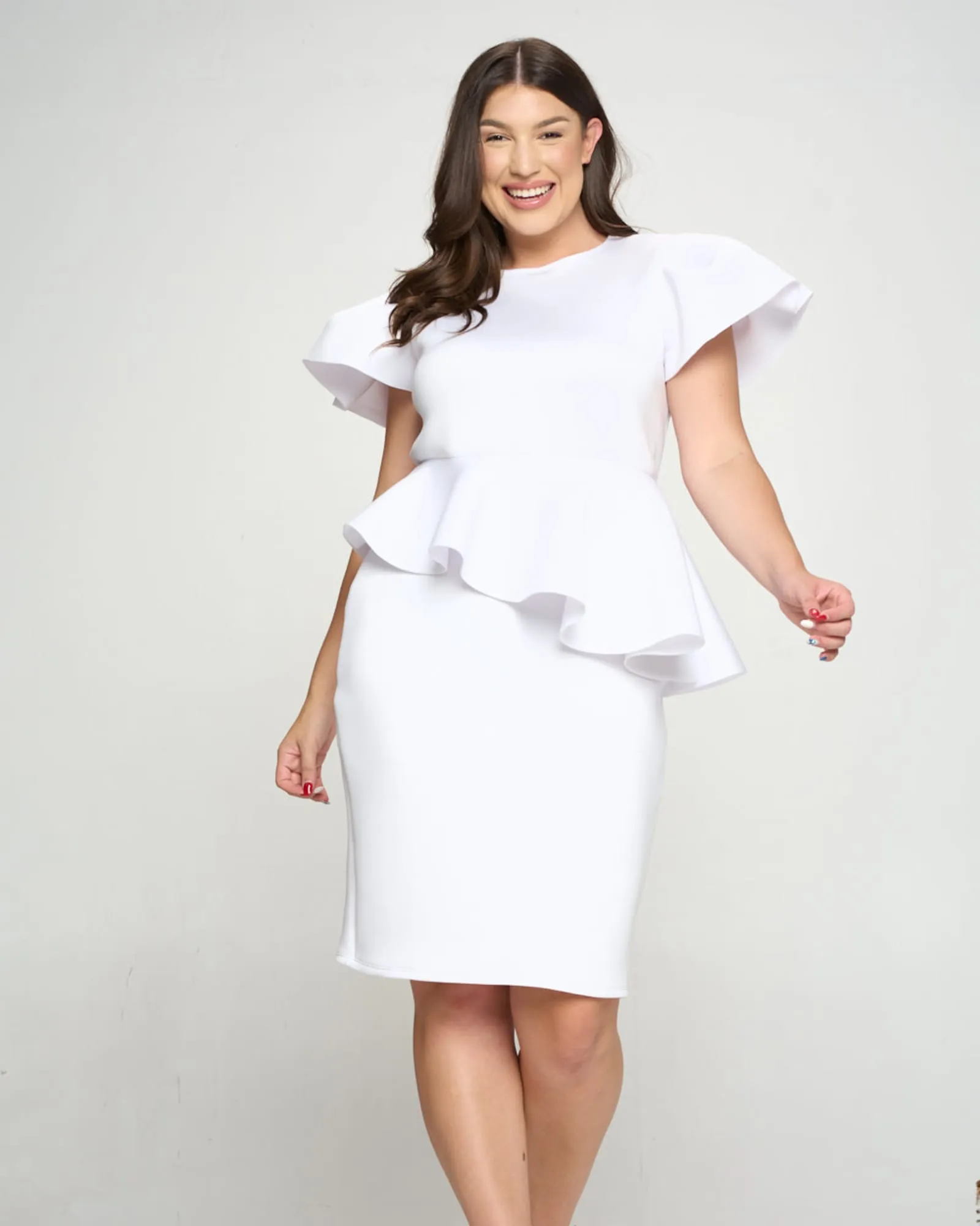 Calista Peplum Dress | White