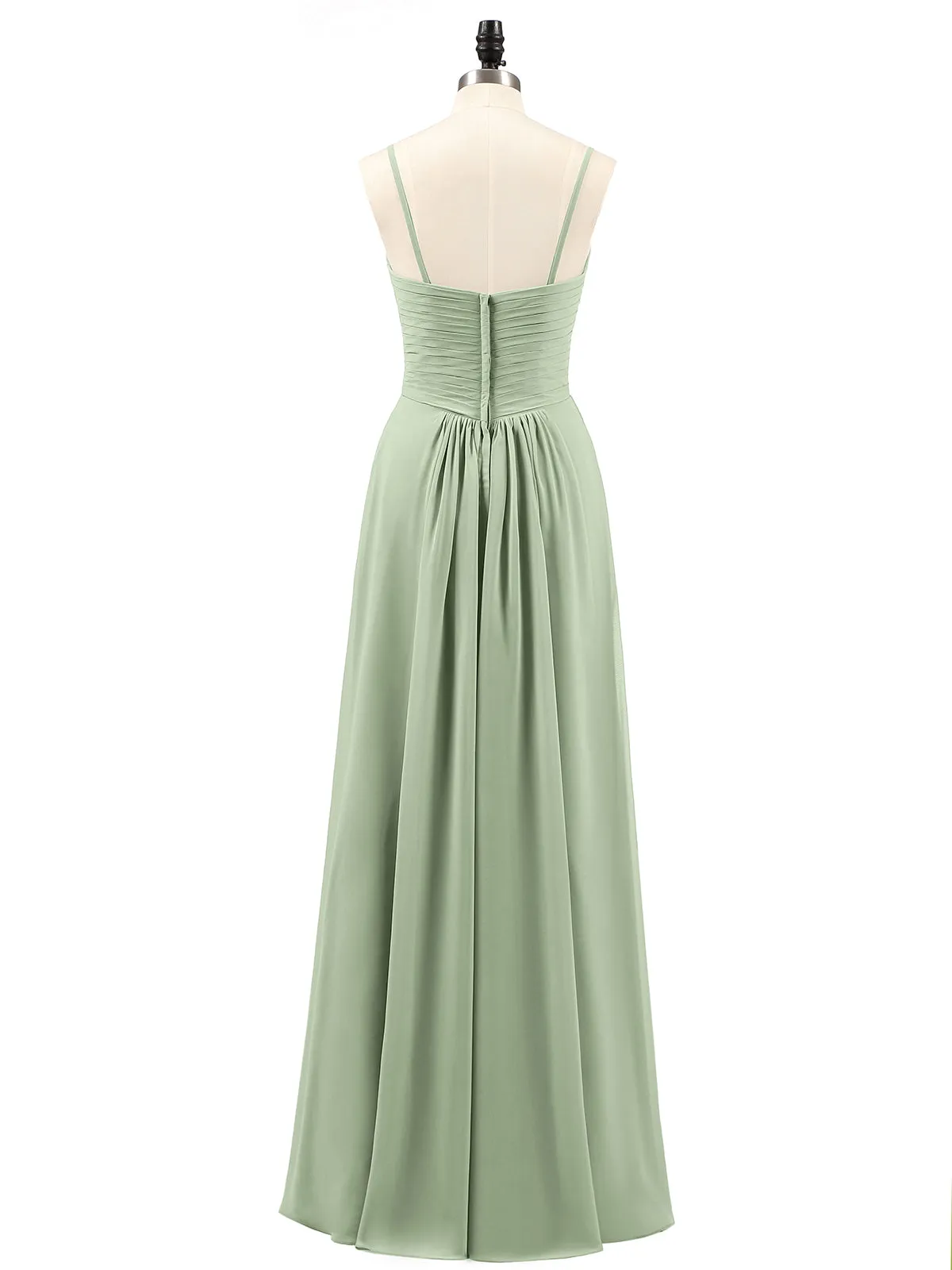 Chiffon Bridesmaid Dresses with Cascade Skirt-Dusty Sage Plus Size