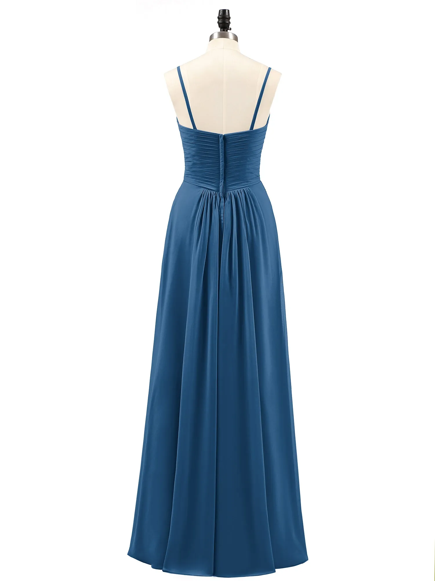 Chiffon Bridesmaid Dresses with Cascade Skirt-Ink Blue