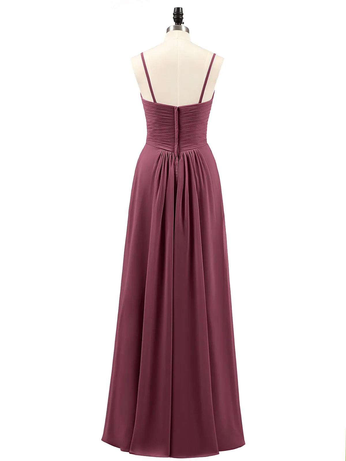 Chiffon Bridesmaid Dresses with Cascade Skirt-Mulberry
