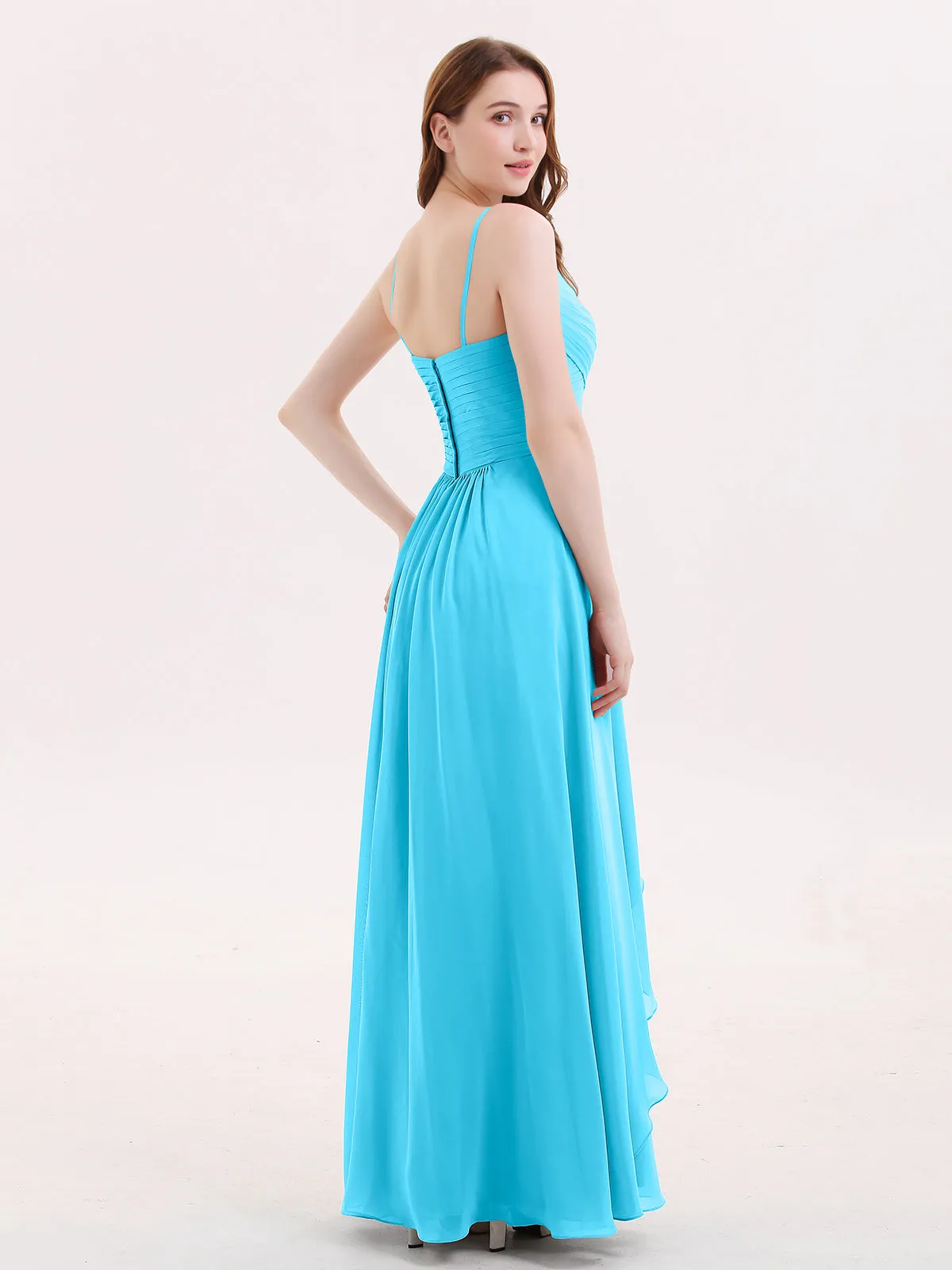 Chiffon Bridesmaid Dresses with Cascade Skirt-Pool Plus Size