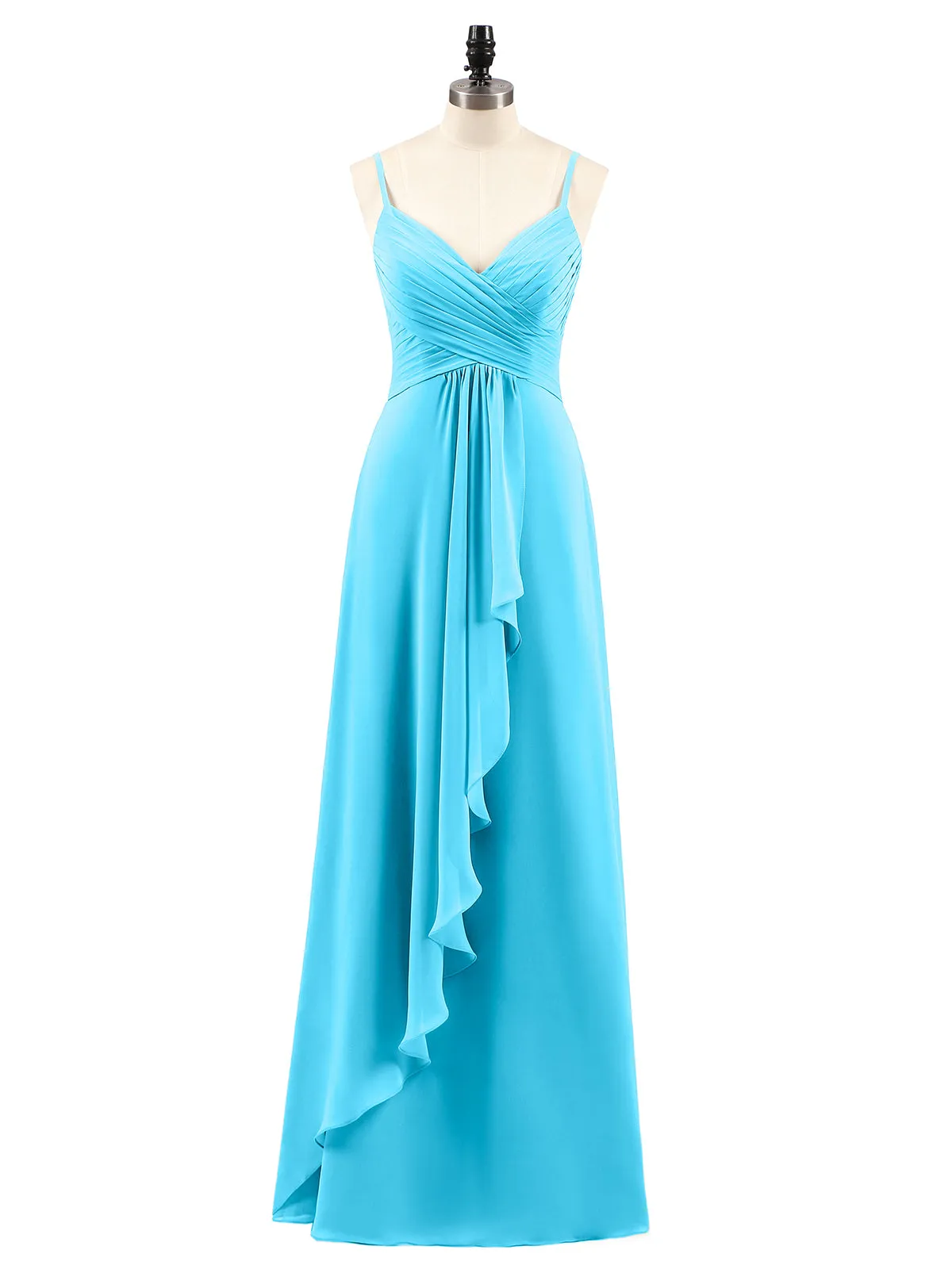 Chiffon Bridesmaid Dresses with Cascade Skirt-Pool Plus Size