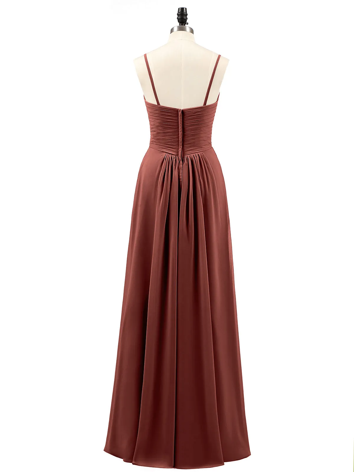 Chiffon Bridesmaid Dresses with Cascade Skirt-Terracotta Plus Size