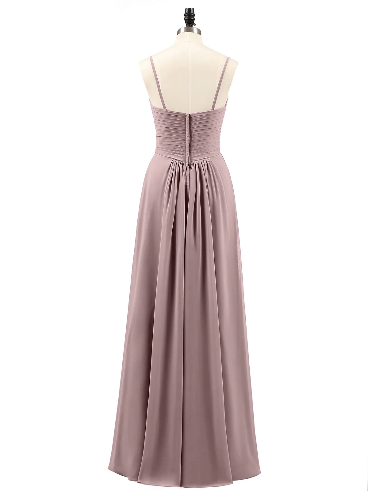 Chiffon Bridesmaid Dresses with Cascade Skirt-Vintage Mauve Plus Size