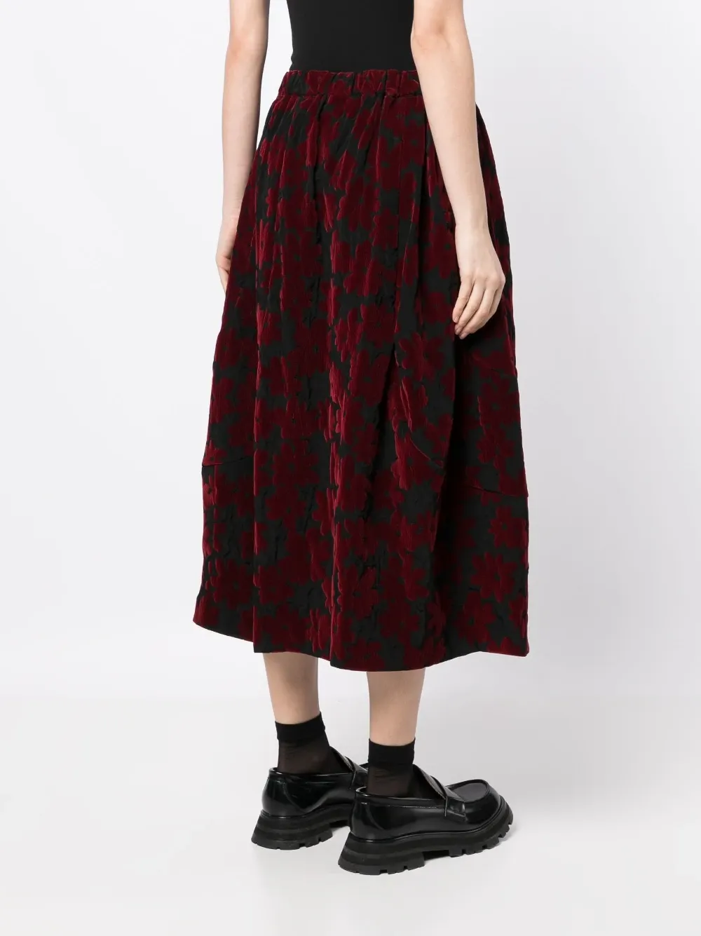 Chine Flocked Flower Pattern Skirt