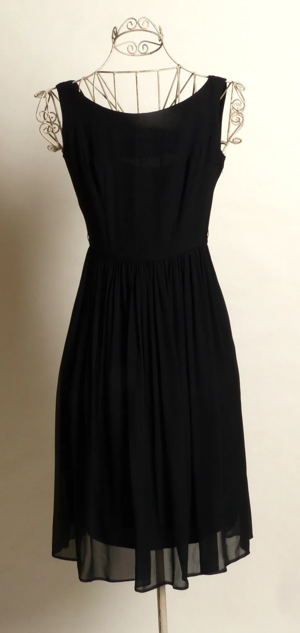 Circa 1950s Suzy Perette Silk Chiffon Black Dress