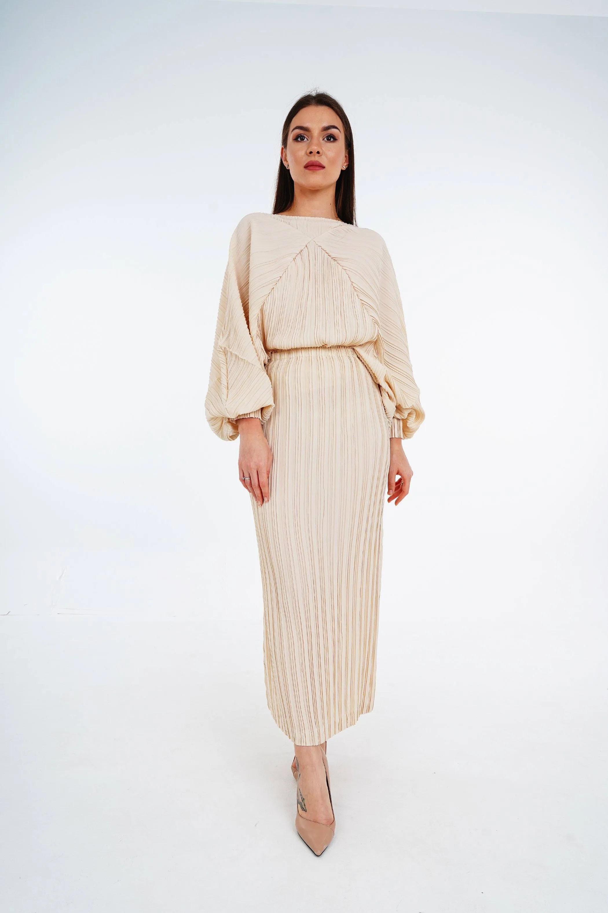 Circular Top With Pencil Skirt Set