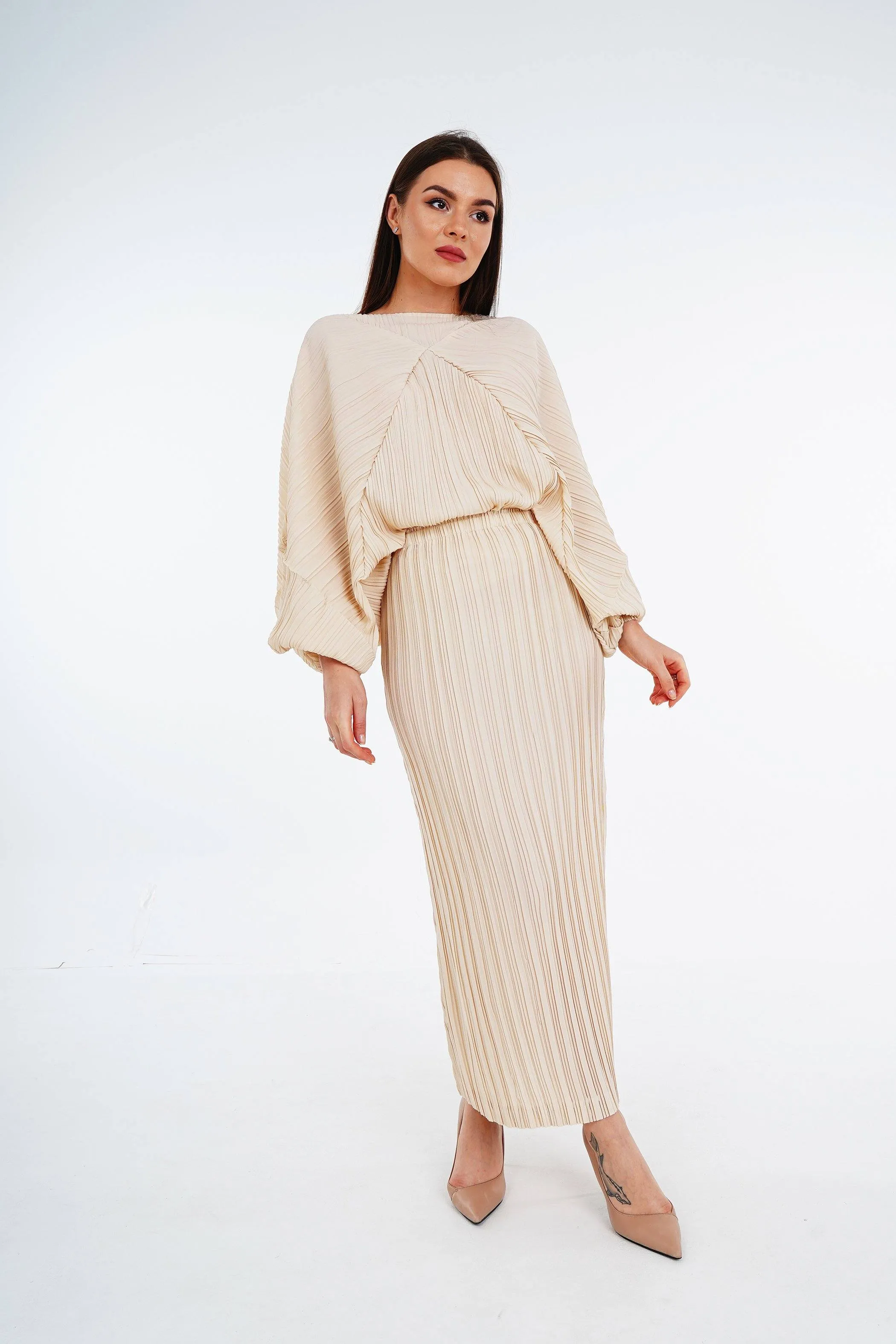 Circular Top With Pencil Skirt Set