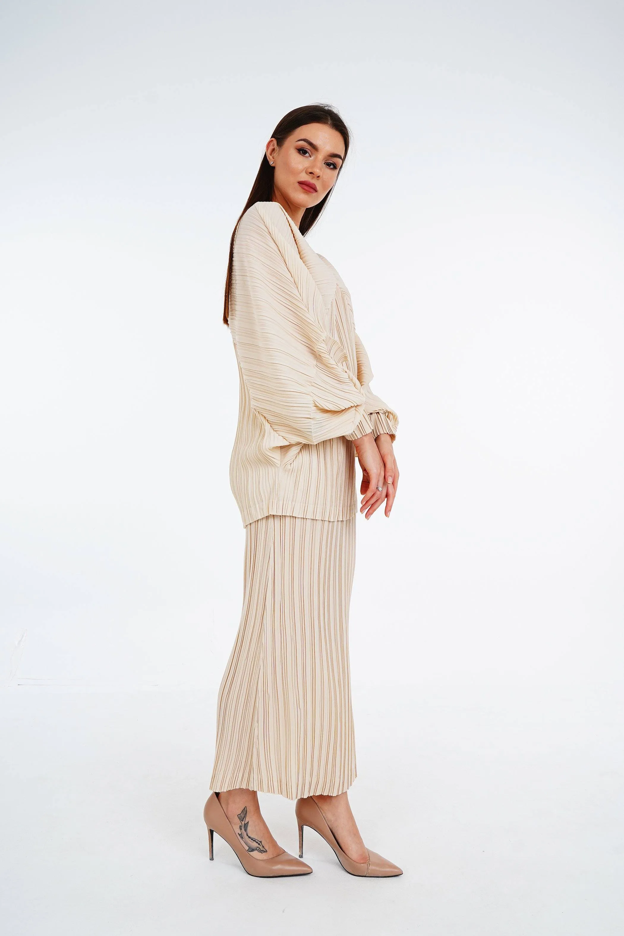 Circular Top With Pencil Skirt Set