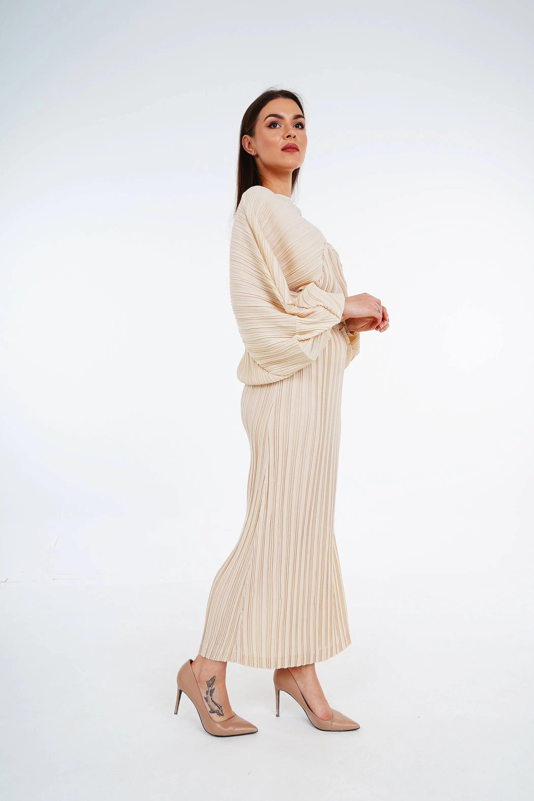 Circular Top With Pencil Skirt Set