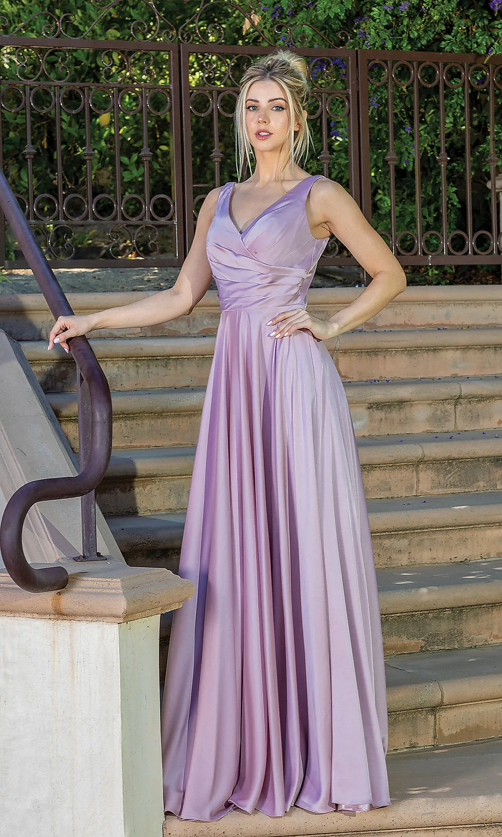 Corset-Back Long A-Line Prom Dress with Pockets