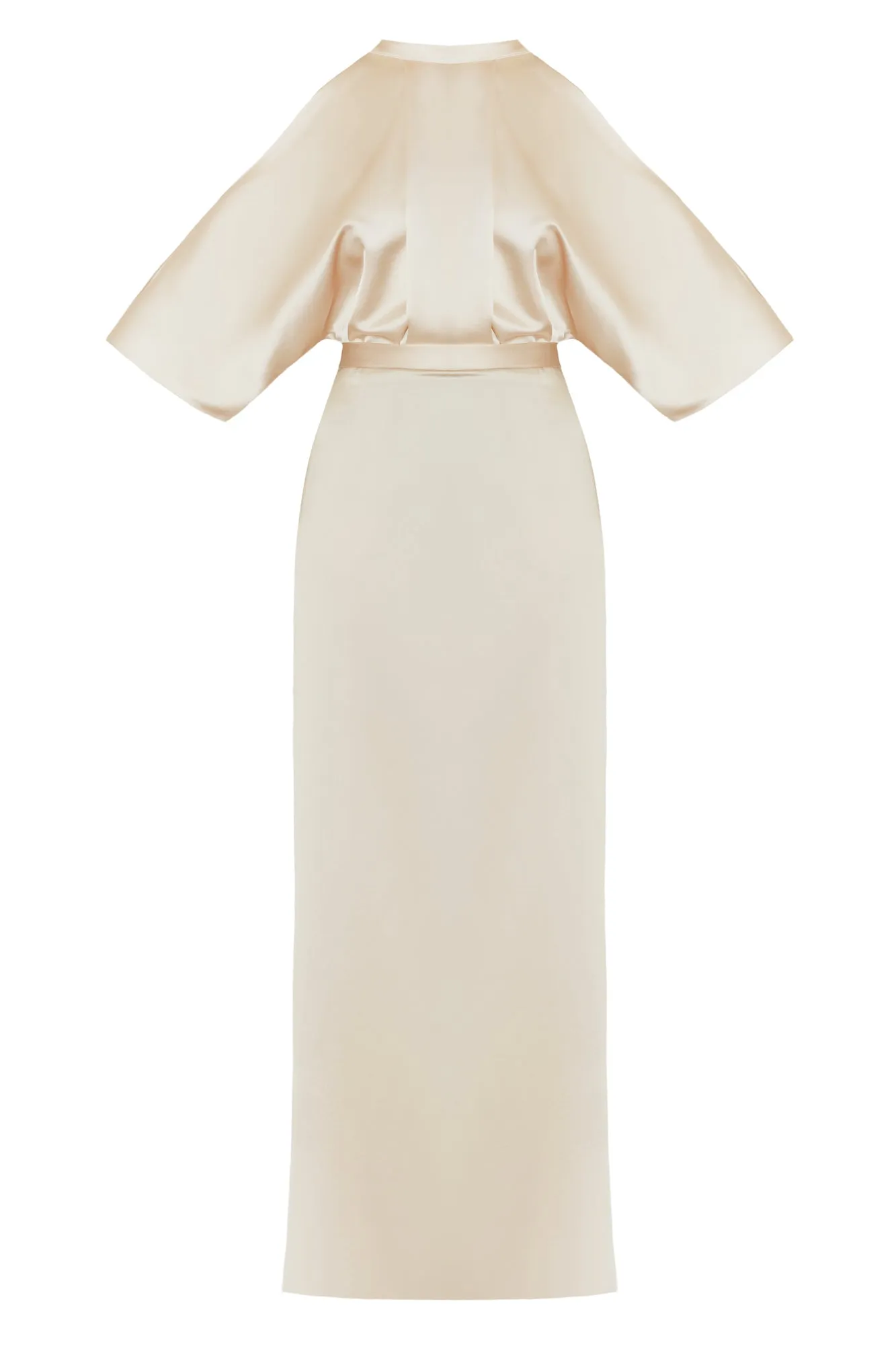 DEVA champagne cold shoulder maxi dress