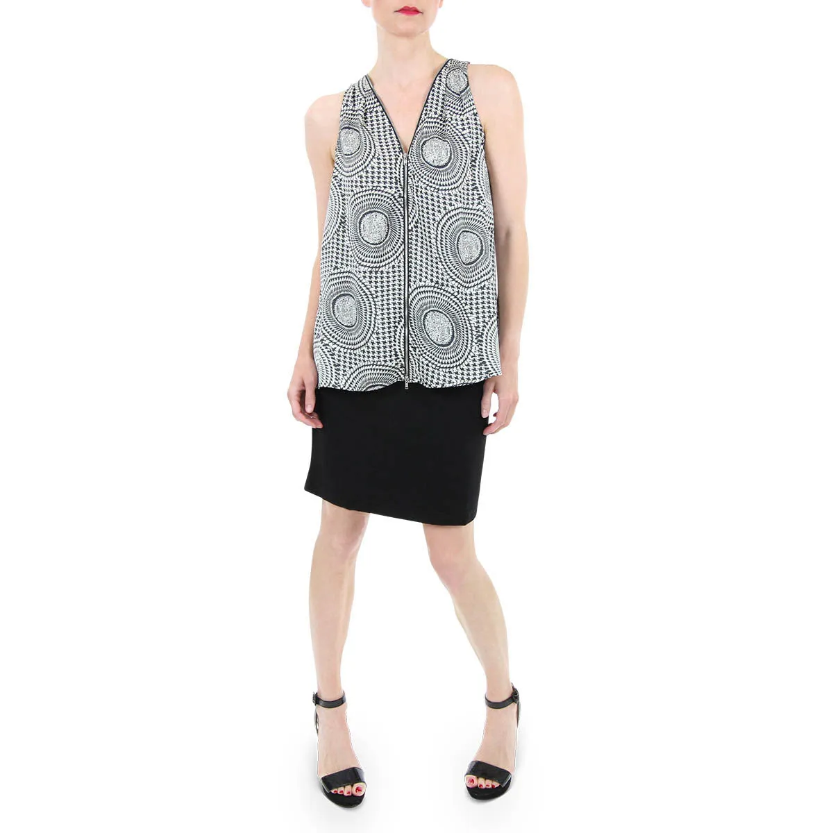 Elastic Waist Jersey Pencil Skirt in Black