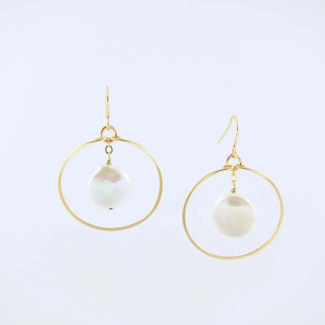 Forged Circle Earrings with Center Stone, 2 Options