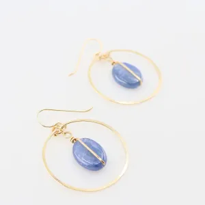 Forged Circle Earrings with Center Stone, 2 Options