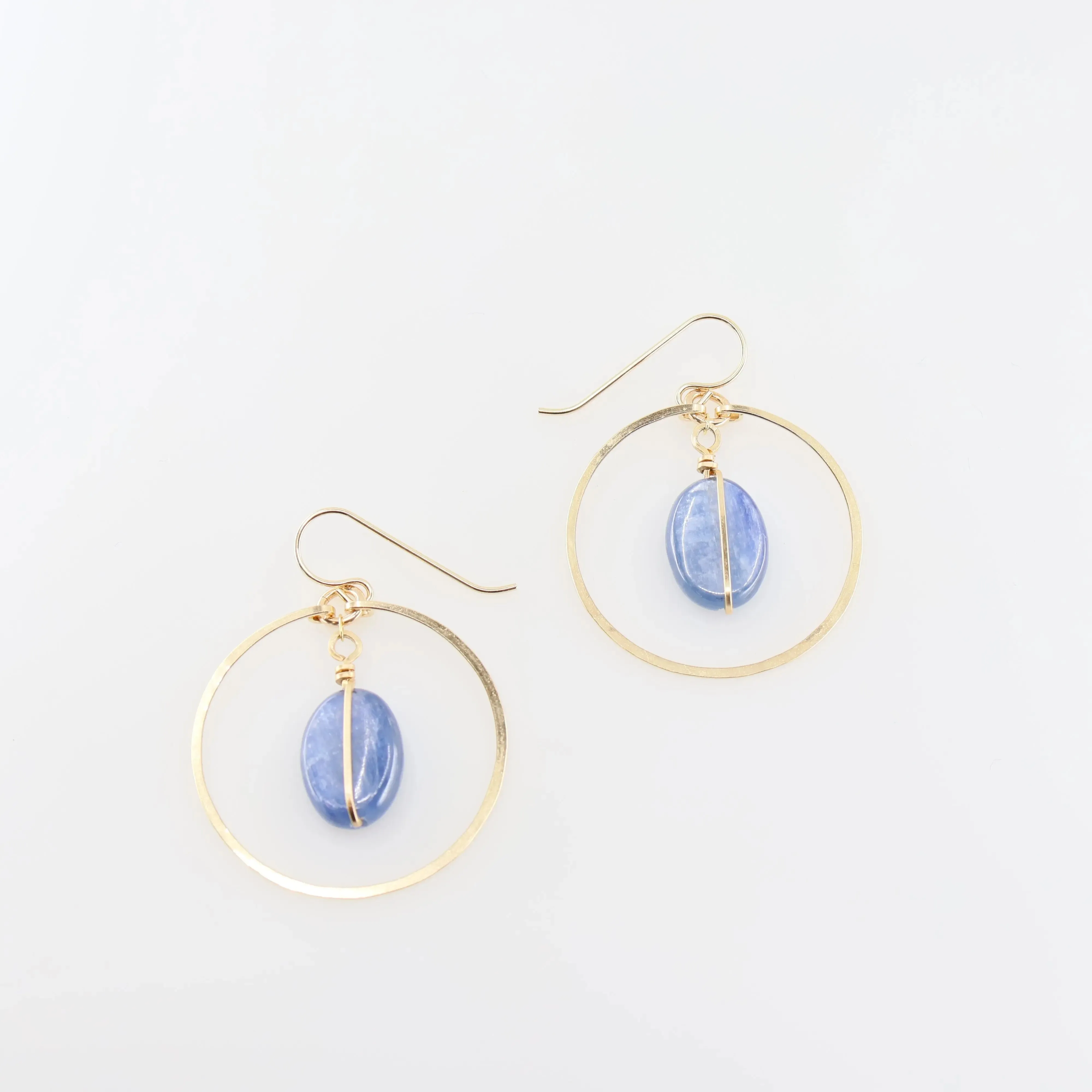 Forged Circle Earrings with Center Stone, 2 Options