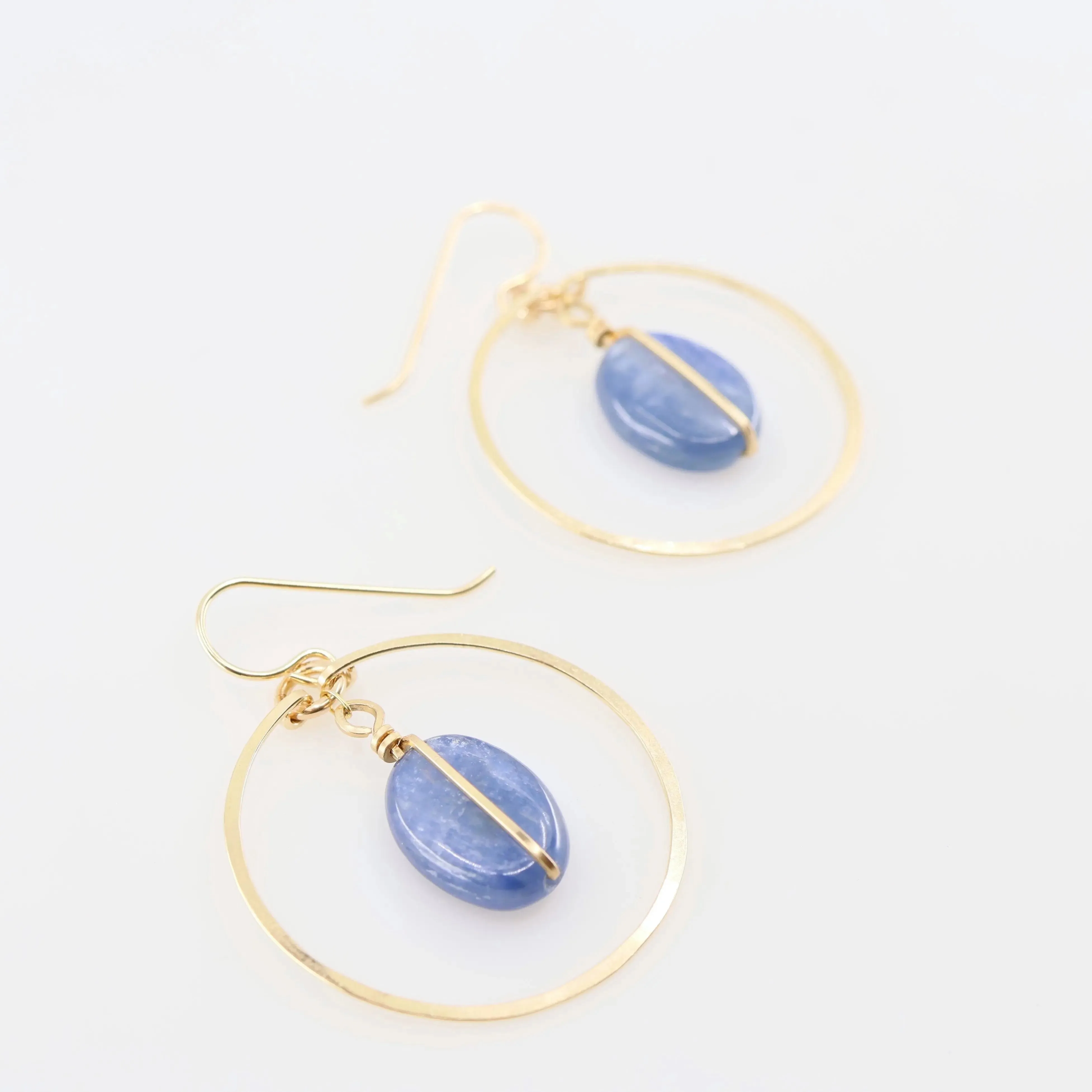 Forged Circle Earrings with Center Stone, 2 Options