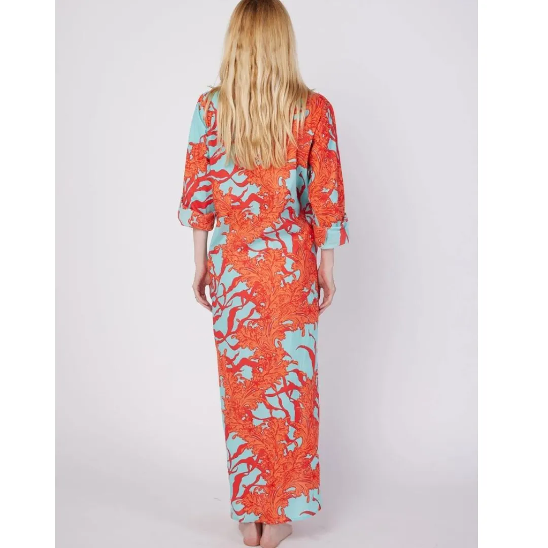 Gabriella Resort Wear Maxi Dress - Blue Red Coral