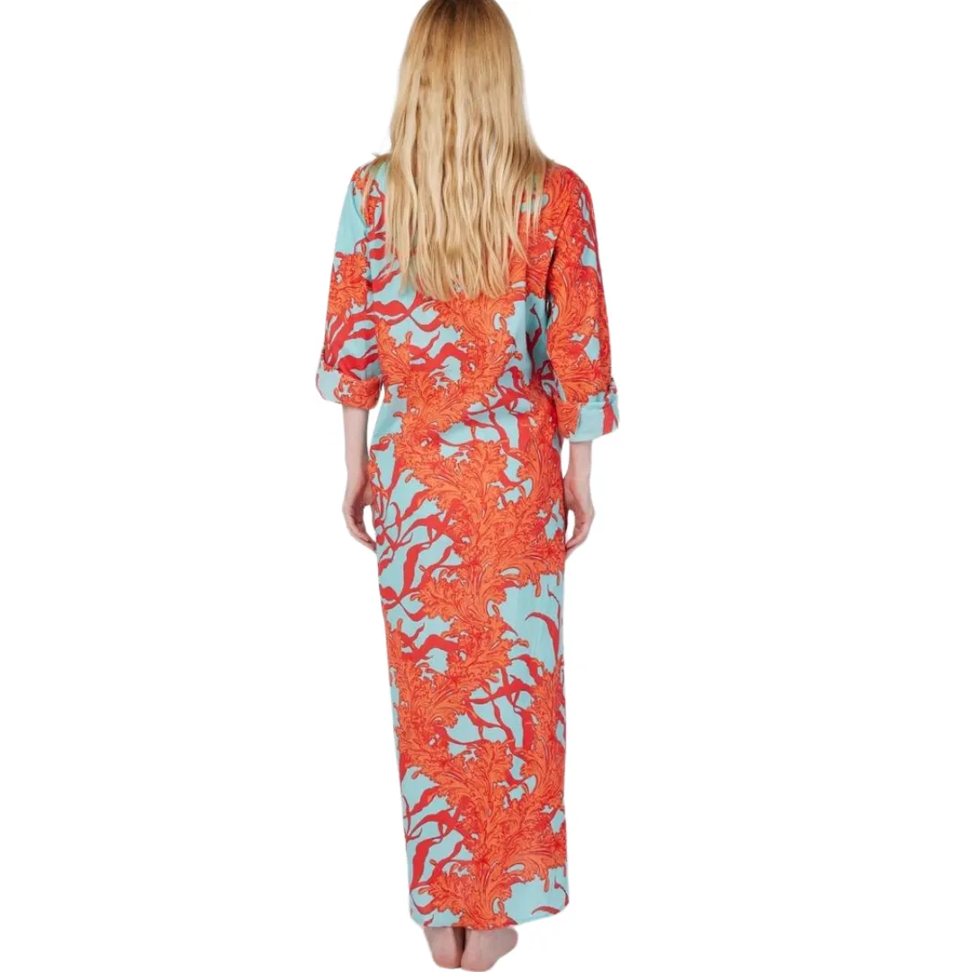 Gabriella Resort Wear Maxi Dress - Blue Red Coral