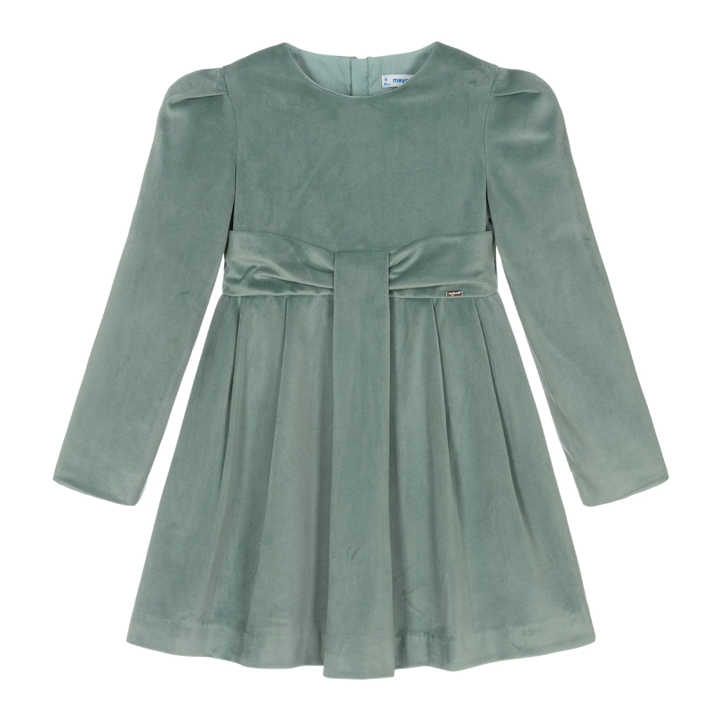 Green Jade Velvet Bow Dress