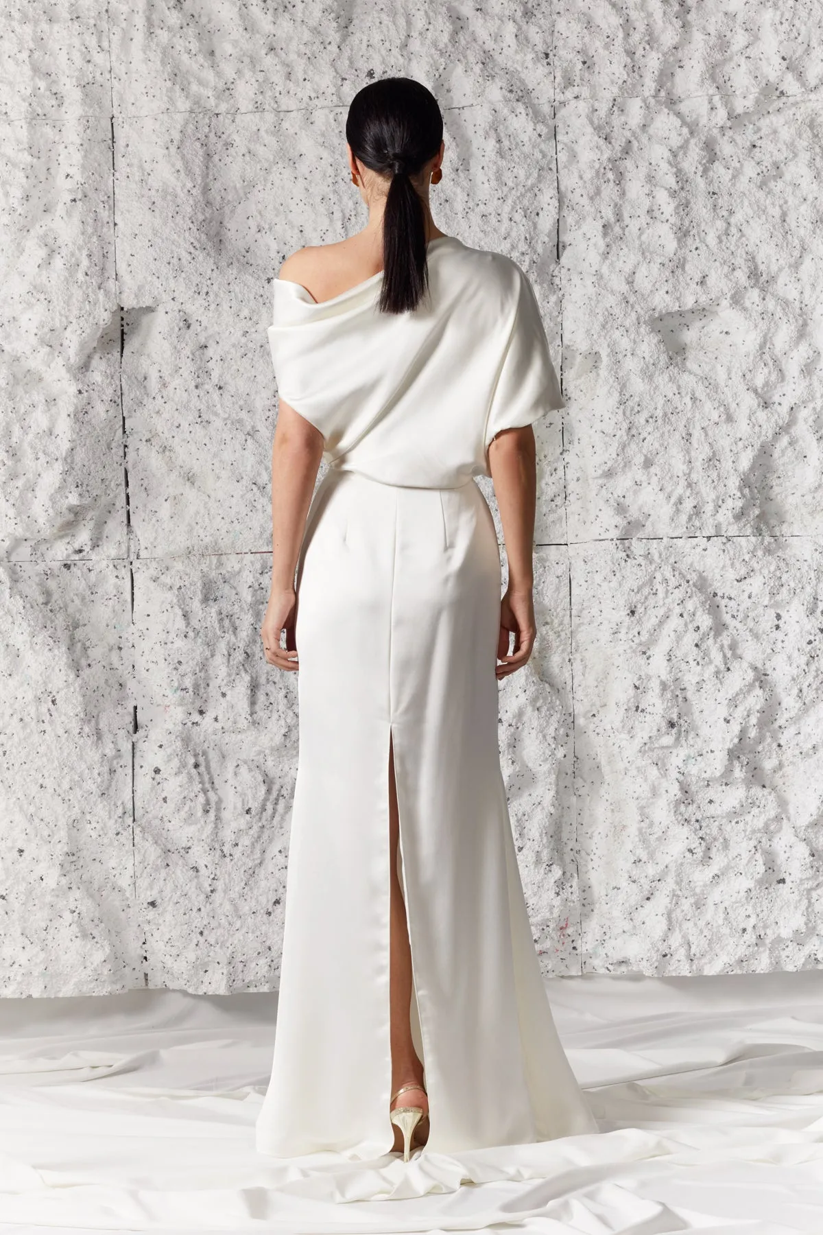 HELEN satin asymmetric wedding bridal dress