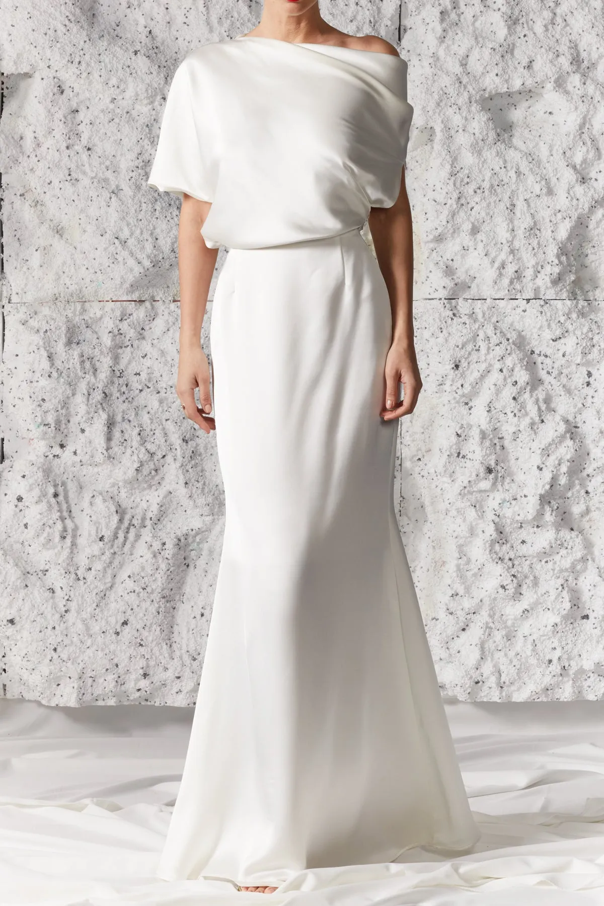 HELEN satin asymmetric wedding bridal dress