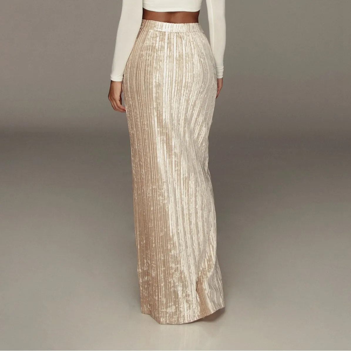 High Waist Metallic Pleated Skirt - Culture Heaven Special