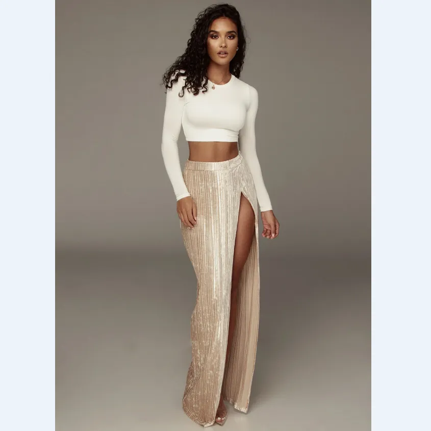 High Waist Metallic Pleated Skirt - Culture Heaven Special