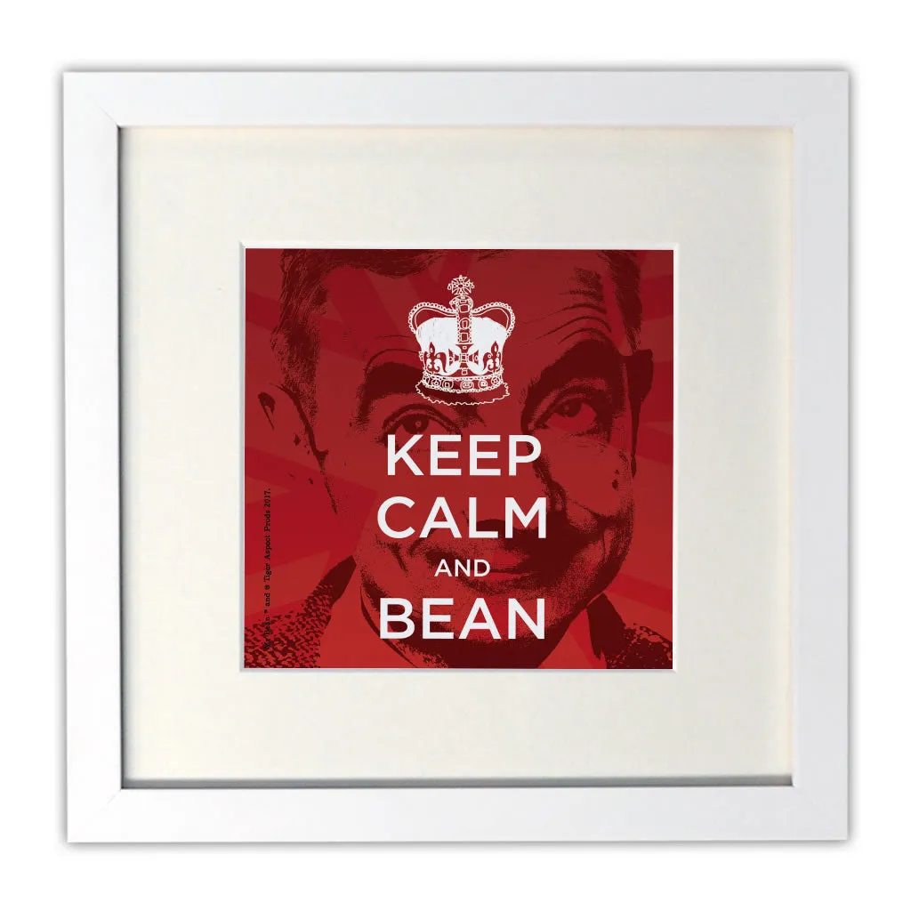 Keep Calm and Bean White Framed Print