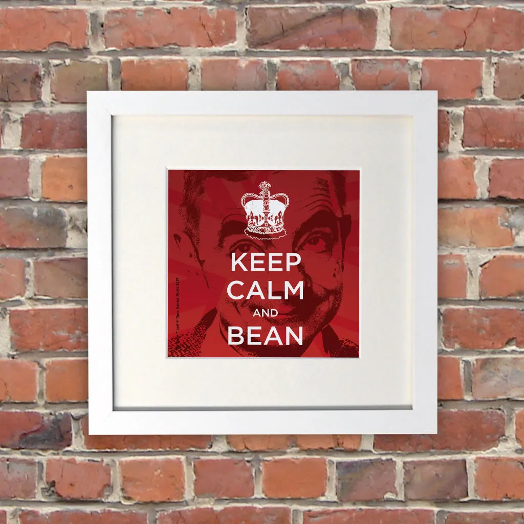 Keep Calm and Bean White Framed Print