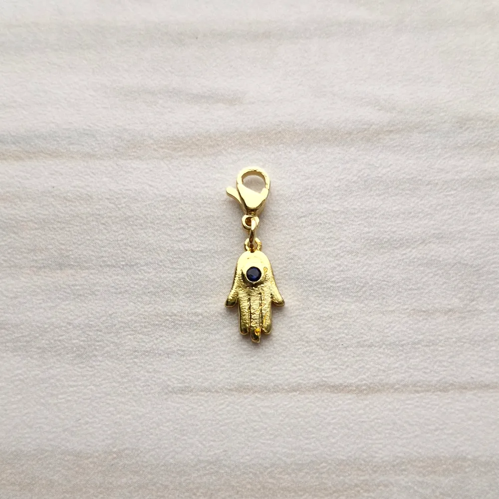 Khamsa Hand with Blue Stone Simple Charm