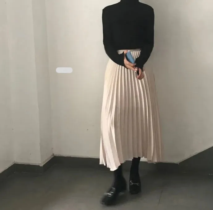 [Korean Style] Kit Pleated Long Skirt
