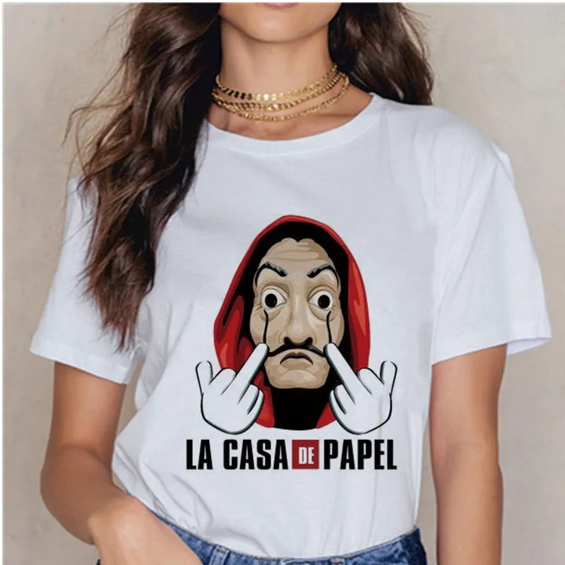 La Casa De Papel Summer 2020 Money Vogue Heist Tshirt The House of Paper T Shirt Casual Dali Mask Woman Tshirt Female Tops