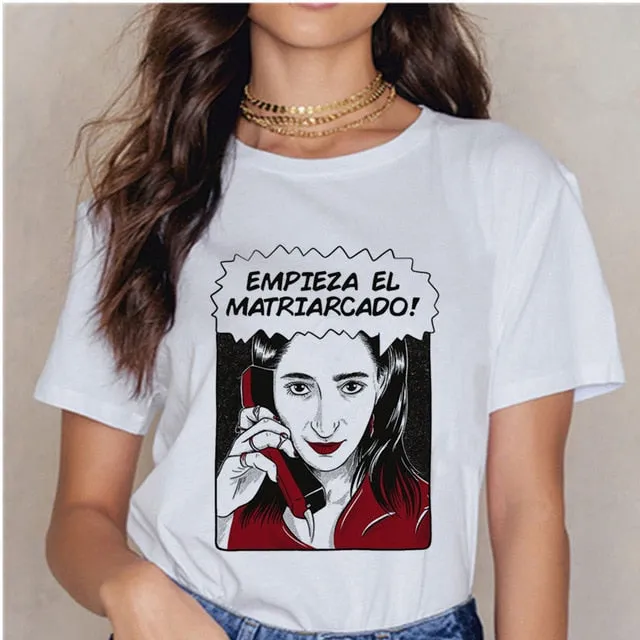 La Casa De Papel Summer 2020 Money Vogue Heist Tshirt The House of Paper T Shirt Casual Dali Mask Woman Tshirt Female Tops