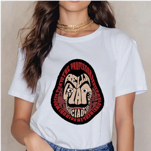 La Casa De Papel Summer 2020 Money Vogue Heist Tshirt The House of Paper T Shirt Casual Dali Mask Woman Tshirt Female Tops