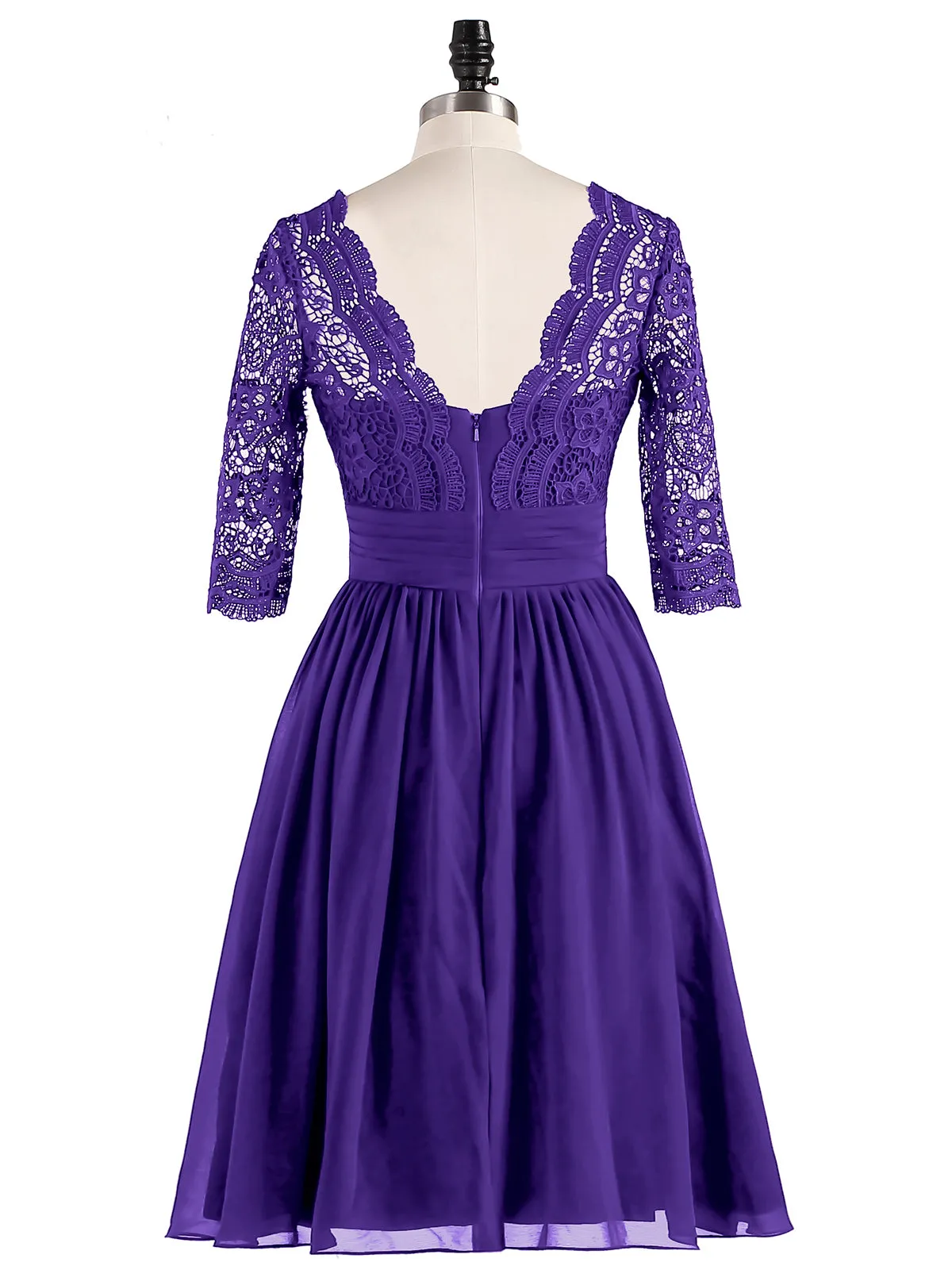 Lace and Chiffon Short Dress with Half Sleeves Regency